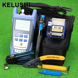 Optic FTTH Tool Kit with FC-6S Fiber Cleaver and  Power Meter 5km Visual Fault Locator 5mw Wire Stripper