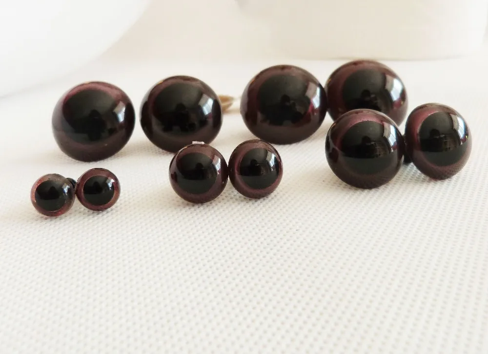 

100pcs/lot--10mm/12mm/14mm/16mm/18mm plastic safety brown round toy eyes with white hard washer size option