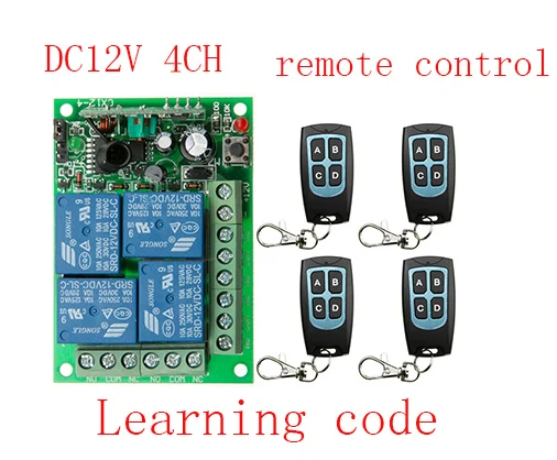 DC12V 24V 4 CH 4CH RF Wireless Remote Control Switch System Receiver+Waterproof Transmitter,315/433.92 MHz Garage Door /lamp