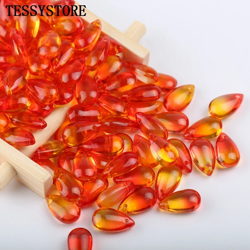 10pcs Czech Teardrop-shaped Lampwork Beads Multi Gradient Color Glass Beads For Jewelry Making Earrings Handmade DIY Accessories
