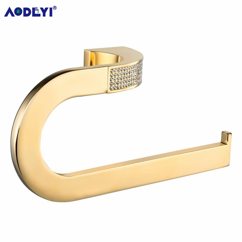 Imagem -02 - Aodeyi Acessórios de Banheiro Suporte de Papel Toalha Anel de Barra Robe Gancho de Sabonete Porta Escova de Dentes Dourado ou Cromado Conjunto de Hardware de Banho