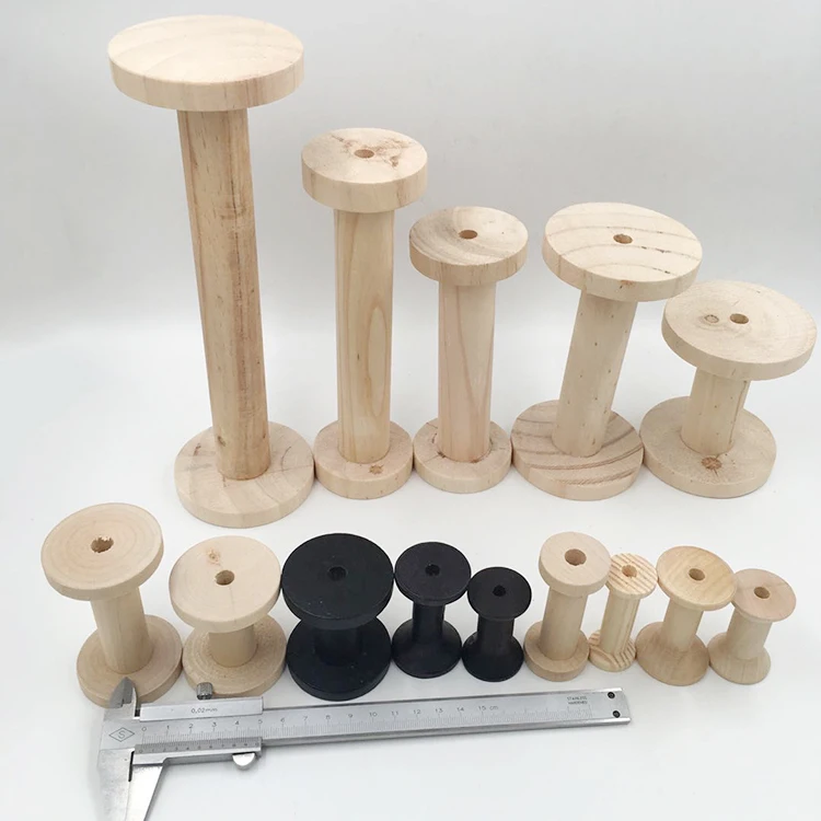 primary color  Wooden Bobbins Spools Reels Organizer For Sewing Ribbons Twine Wood Crafts Tools Thread Wire 14 specifications