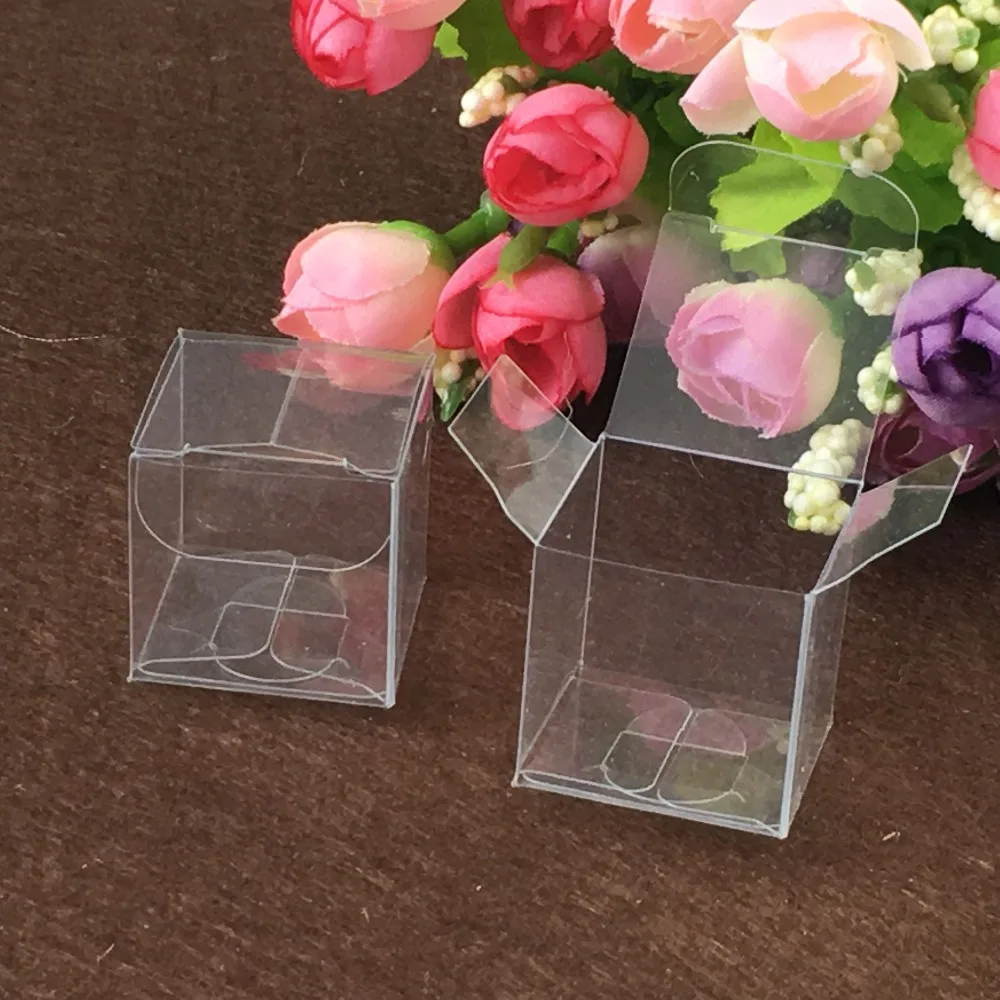 50pcs 8*8*8cm clear plastic pvc boxes packaging for giftchocolatecandycosmeticcakecrafts display package transparent Box