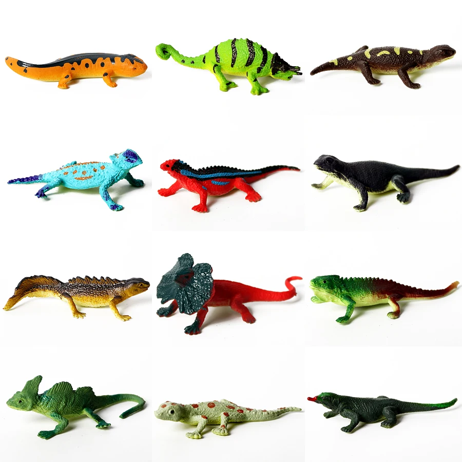 12pcs Plastic Dinosaur Playset,STEM Educational Realistic Dinosaur,Lizard, Tortoise,crocodile Figures for Boys Toddlers