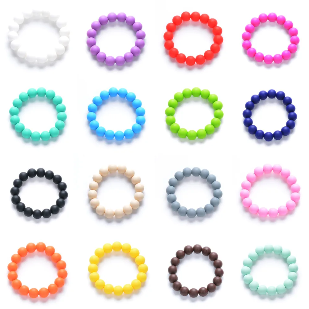 LOFCA Teething Bracelet Women Bangle Baby Teether Round Silicone Beads Jewelry Nursing Chewing Food Grade Toy Oral Care BPA Free