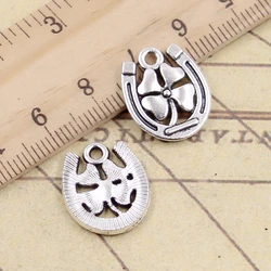 20pcs Charms Horseshoe Lucky Clover 18x15mm Tibetan Bronze Silver Color Pendants Antique Jewelry Making DIY Handmade Craft