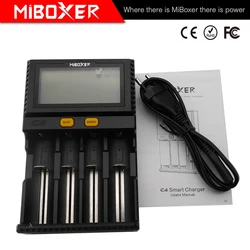 Wholesale LCD Smart Battery Charger Miboxer C4 for Li-ion IMR ICR LiFePO4 18650 14500 26650 21700 AAA Batteries 100-800mAh 1.5A