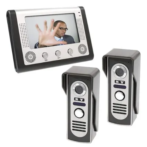 

One To Two Metal 7 Inch Wired Video Door Phone Intercom System Access Control Video Doorbell