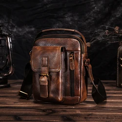 Genuine Leather Male Design Casual Travel Shoulder Messenger Crossbody bag Fashion 8