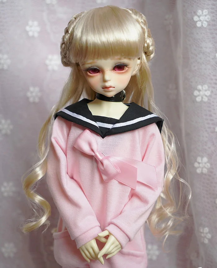 1/3ของเล่นแฮนด์เมดสำหรับเด็ก D01-P128 1/4อุปกรณ์เสริมตุ๊กตา bjd/sd วิกผมเจ้าหญิงม้วนยาวผมสีทอง1ชิ้น