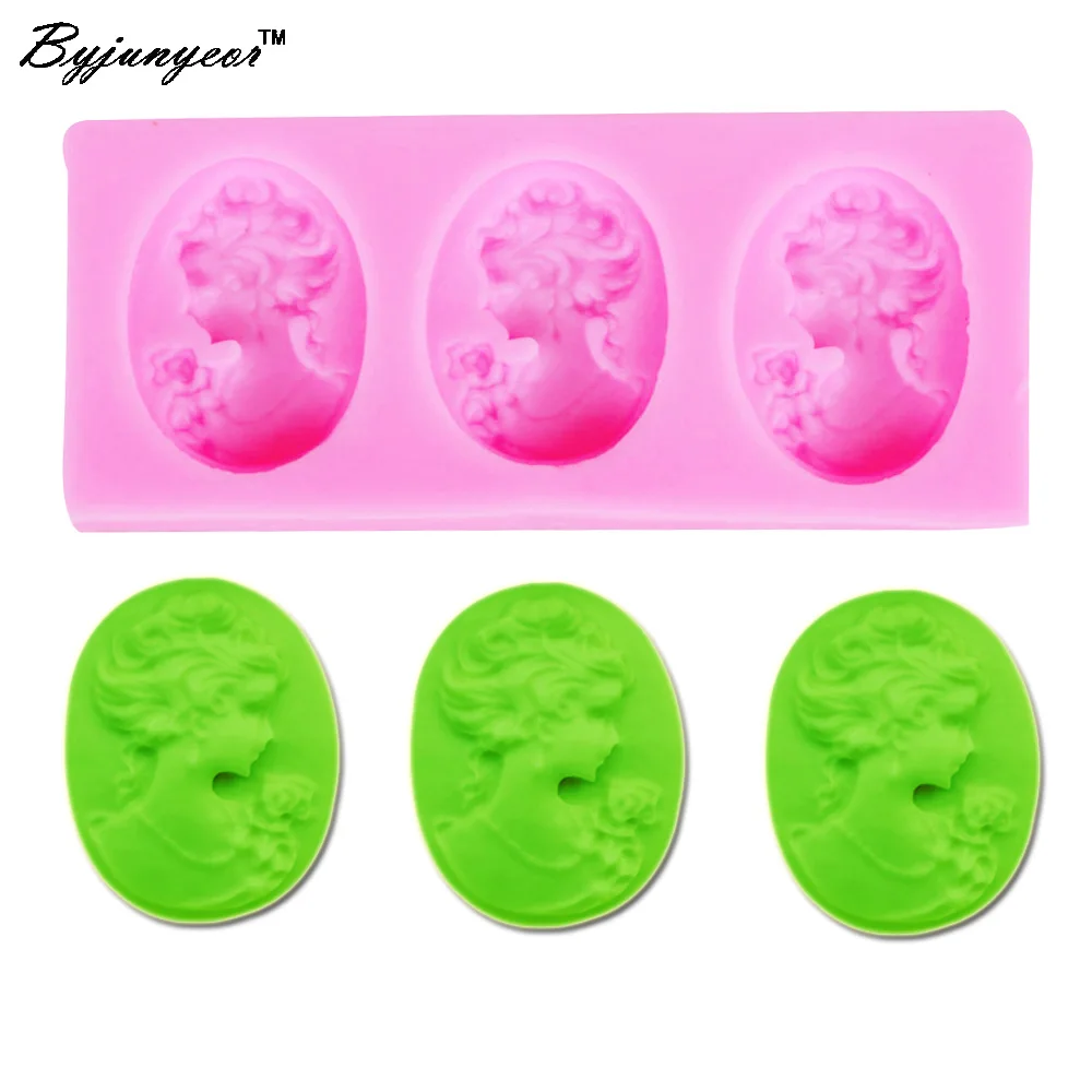 Byjunyeor M148 Head Portrait UV Resin Silicone Mold Fondant Chocolate Candy Lollipop Crystal Epoxy Soft Clay Bake Tool