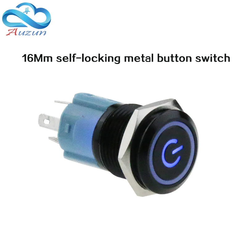 The 16mm self-locking metal button switch oxide black power supply standard 3A current can be customized