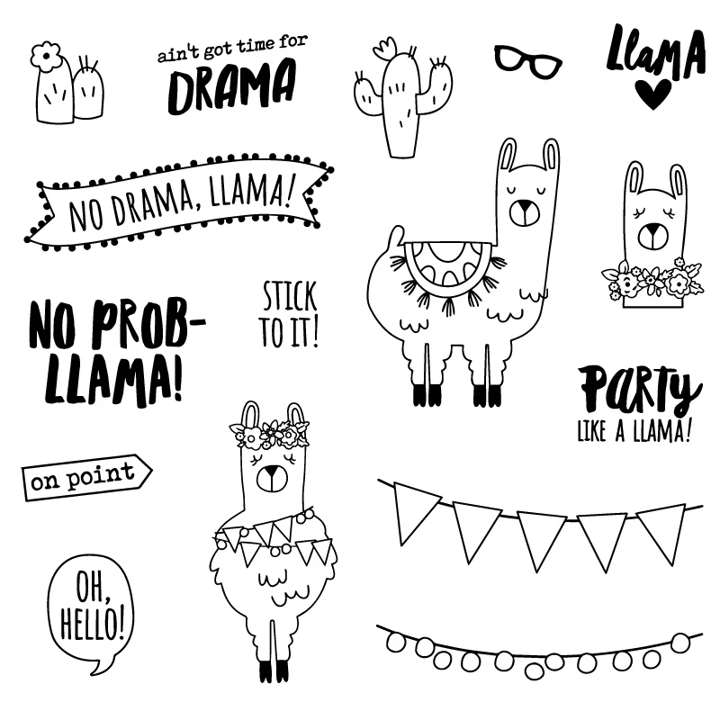 AZSG Cartoon Lovely Alpaca/Cactus Clear Stamps/Seals For DIY Scrapbooking/Card Making/Album Decorative Silicone Stamp Crafts