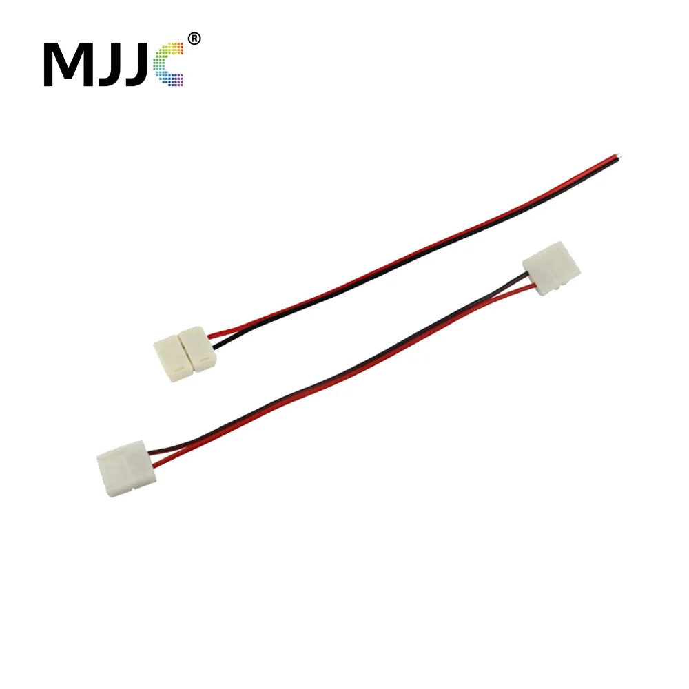 Solderless LED Strip Connector 2 Pin 8MM 10MM Free Welding Quick Connector with 15CM Wire for Single Color 2835 5050 LED Strip