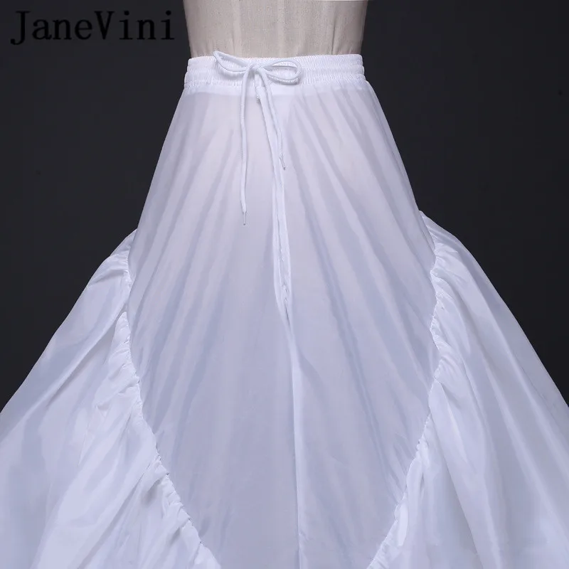 JaneVini Erwachsene A Line Petticoat Weiß Bodenlangen Unterröcke Hochzeit Kleider Jupon Lolita 2 Hoops 3 Schichten Hochzeit Petty Mantel