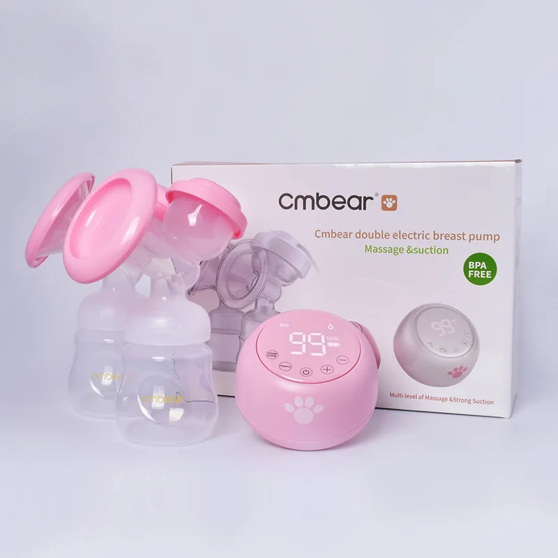 Cmbear Double Electric Breast Pump Powerful Suction Newborn Baby Breast Feeding infantil USB breast pumps with two bottles