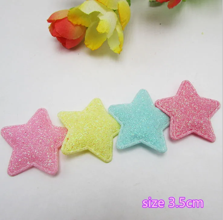 5 pcs 3.5cm Sparkle Patch Padded Felt Star shape garment appliques decoration DIY hair accessories Cute Multi Color Crown Badge