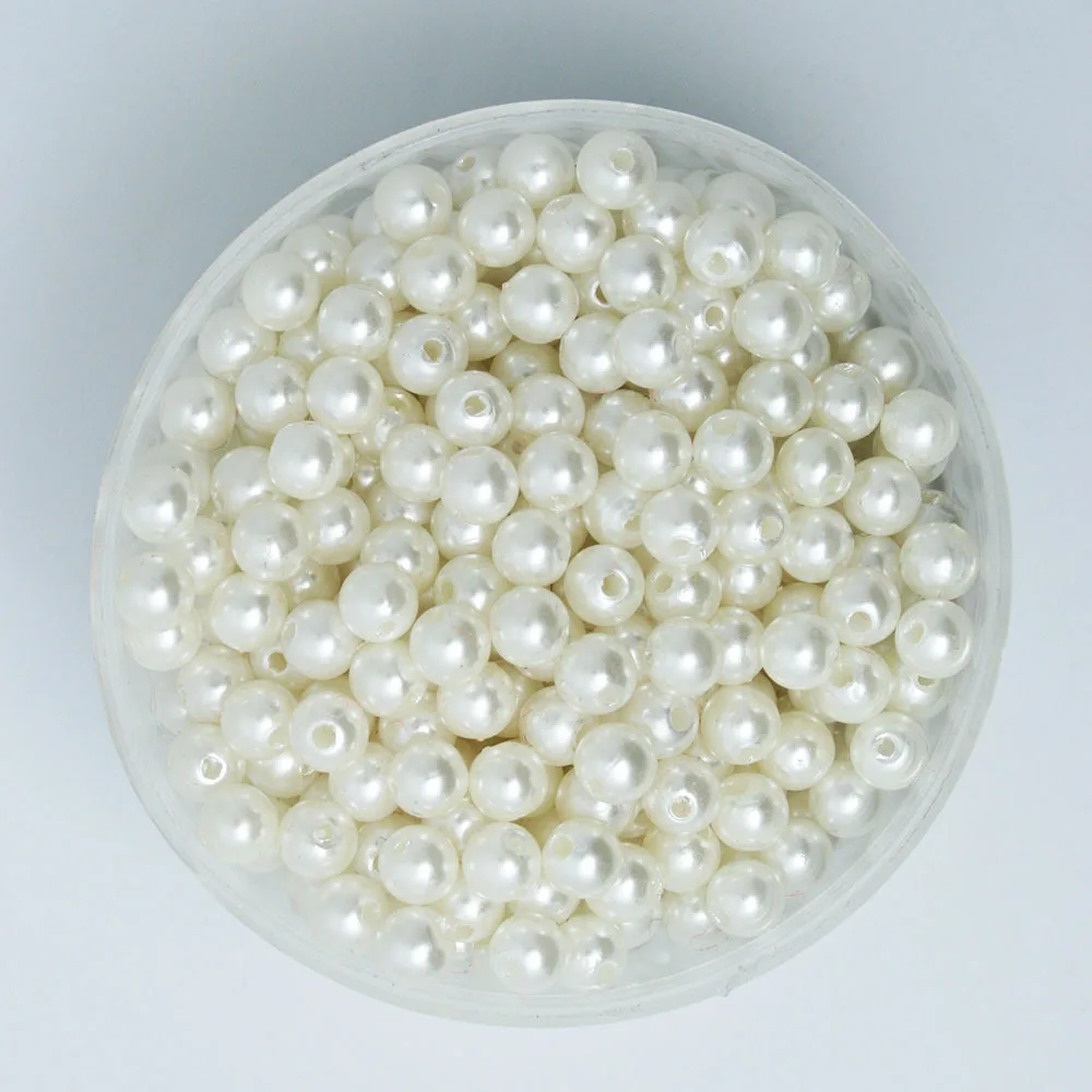 Hot Selling 1000 Pcs Ivory Color Acrylic Plastic Beads Pearl Imitation Round Beads 6mm Dia. (PS-BSG02-02IV)