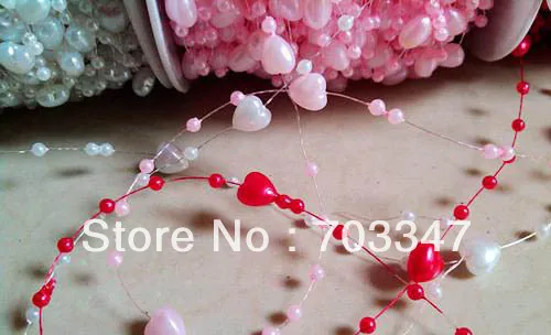 HOT SALE!!! 60 yards /Roll Pretty (8mm+3mm) Plastic Pearl Trim Pearl Bead String Roll  WEDDING SUPPLIES CRAFTS  FREE SHIPPING