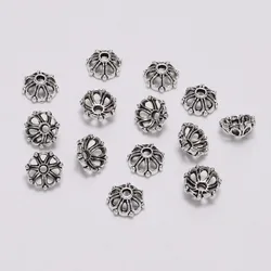 100pcs/Lot 8mm 7 Petals Bead Caps Antique Hollow Flower Loose Sparer Apart End Bead Caps For DIY Jewelry Making Findings