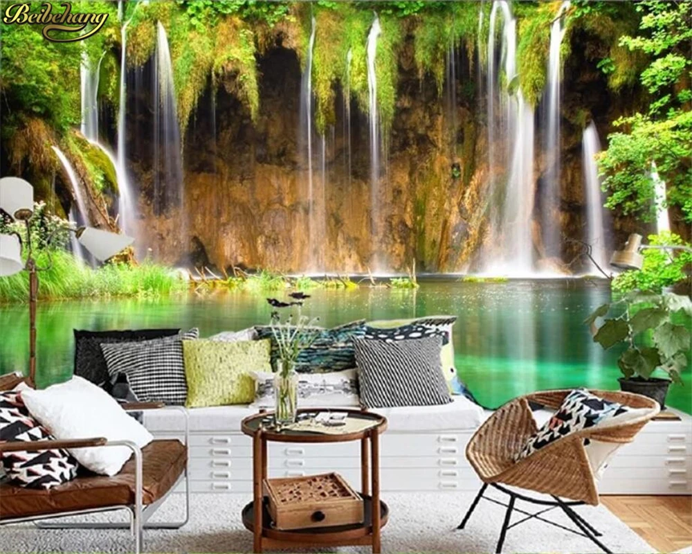 

beibehang Custom photo 3d wallpaper mural beautiful artistic waterfall lake TV background decorative painting papel de parede