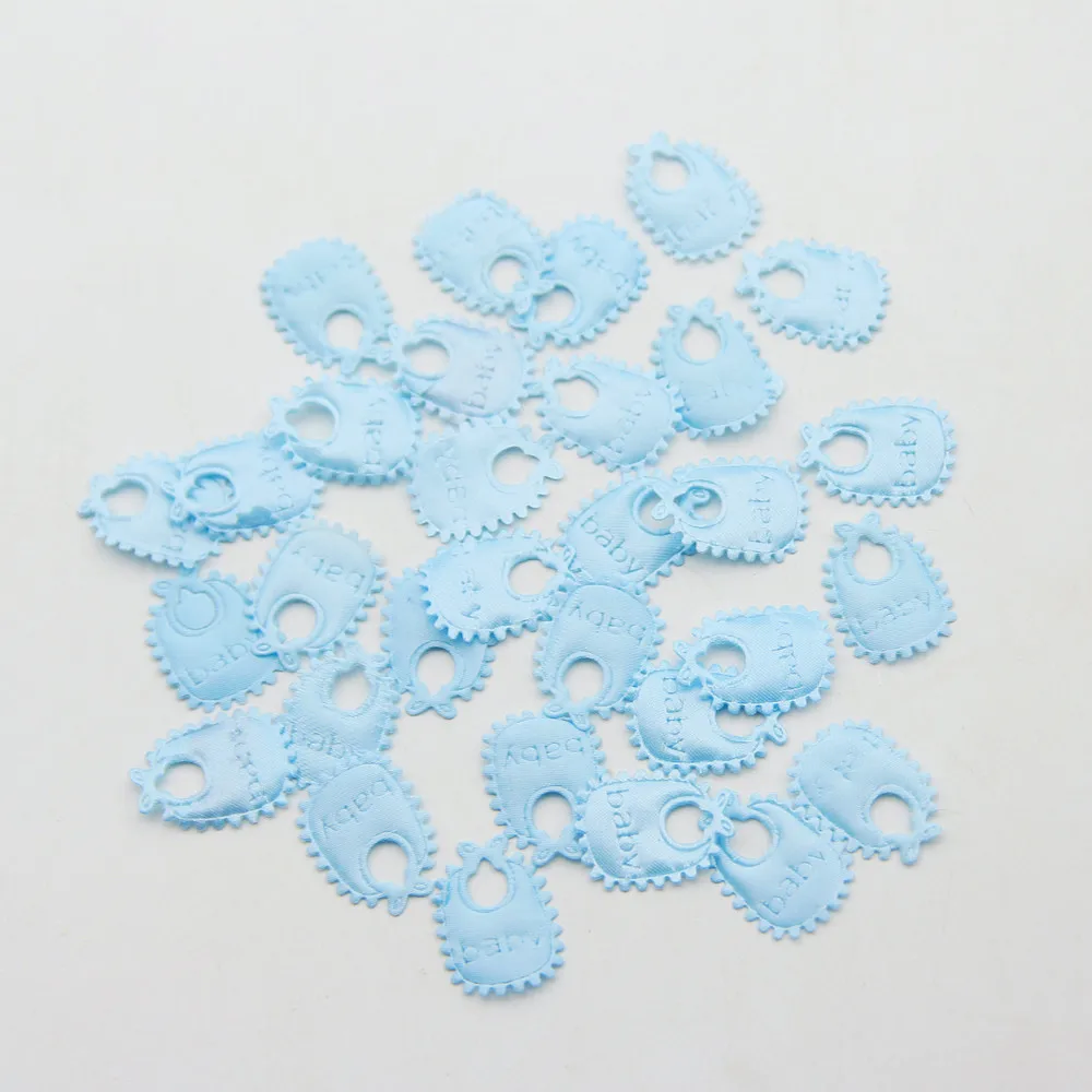 100Pcs Blue/Pink Cute Baby Shower Table Sprinkles Confetti Decoration Fabric BABY BIB Birthday Party Decor Supplies
