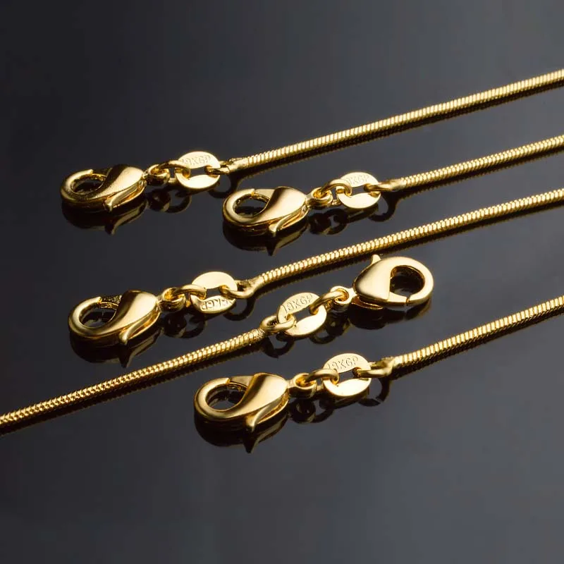 Wholesale 35cm-75cm Silver /Gold Color 1MM Solid Snake Chain Necklace For Men Women Fashion Accessories  Jewelry for Pendant