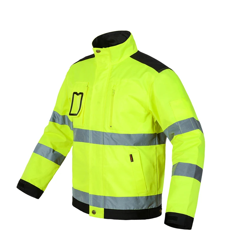 Overalls Reflective Jacket High Visibility Men Outdoor Working Tops Fluorescent Yellow Multi-pockets Safety Workwear Clothing