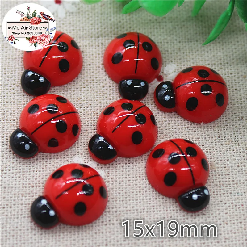 10pcs Resin kawaii ladybird insect flat back Cabochon Art Decoration Charm Craft DIY accessories 16x19mm