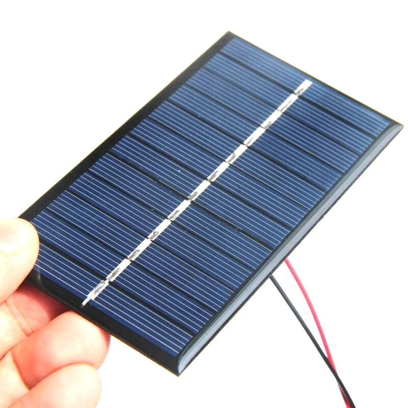 BUHESHUI 1W 6V Mini Cella Solare Modulo Solare Pannello Solare Policristallino con Filo 15CM Sistema di Caricatore Solare FAI DA TE 110*60MM 2 PZ