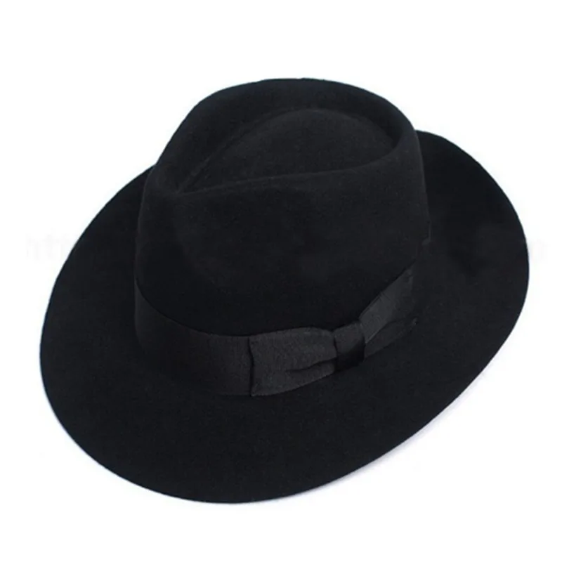 New Wool Michael Jackson Fedoras Concert Dance Fedoras Classic Solid Black Wide Brim Jazz Gentleman Hat