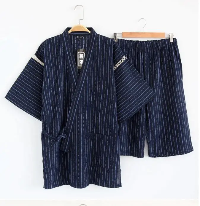 FANCYPUMPKIN Badjas in Japanse stijl voor heren, kimono, katoenen pyjama, badjas, Veelkleurig-12, L FANCYPUMPKIN Badjas in Japanse stijl voor heren, kimono, katoenen pyjama, badjas, Veelkleurig-12, L
