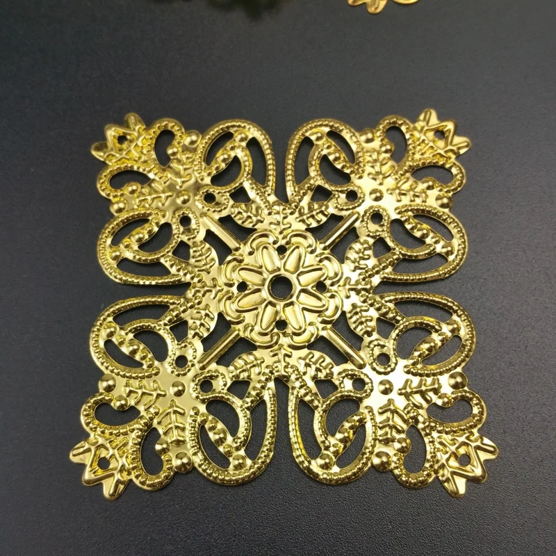 10pcs  57mm  bronze tone Filigree square  crafts   Embellishments Findings Jewelry Accessories  ornaments