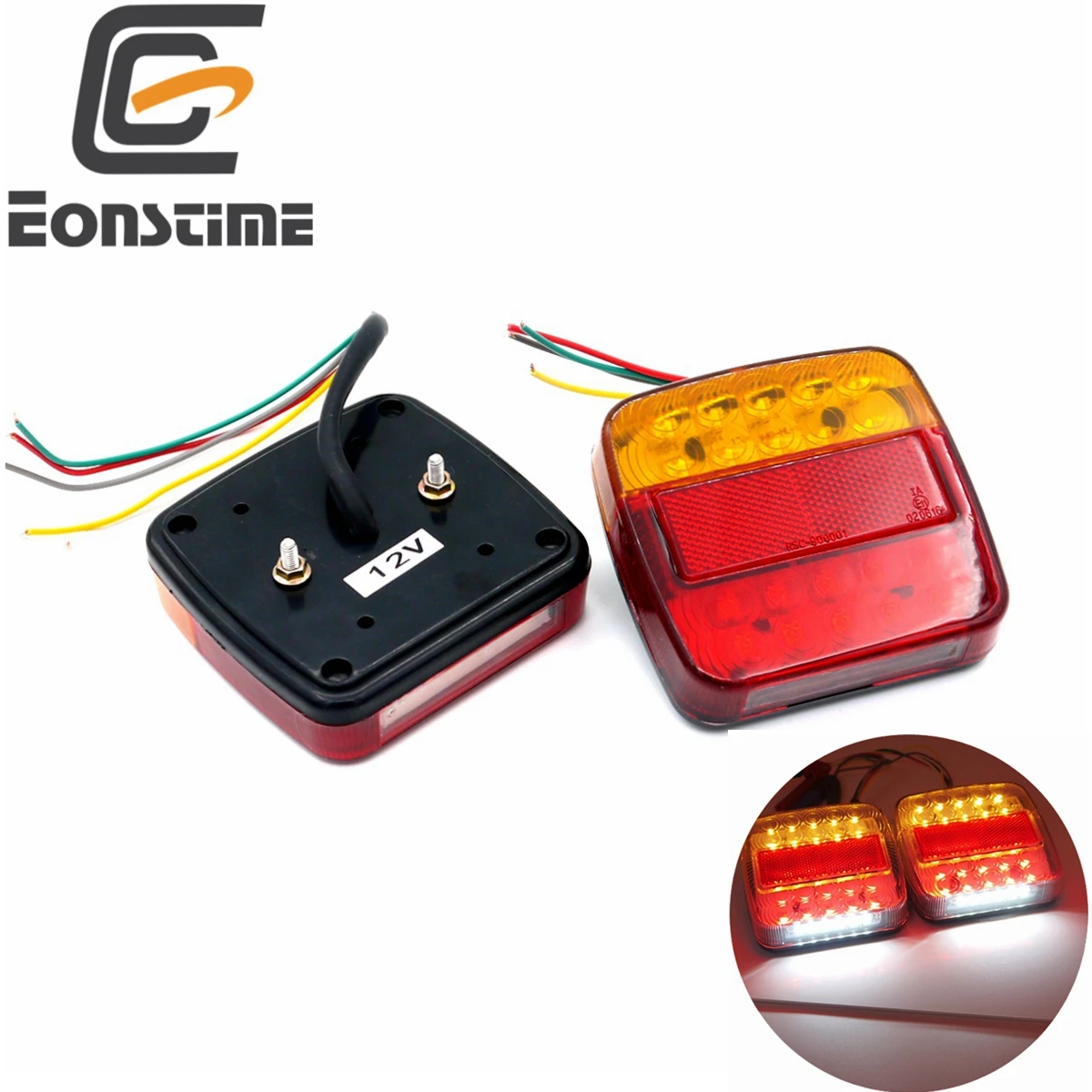 Eonstime-luz traseira para caminhões, trailer, caminhões, lâmpada led, ré, 12v, à prova d\'água