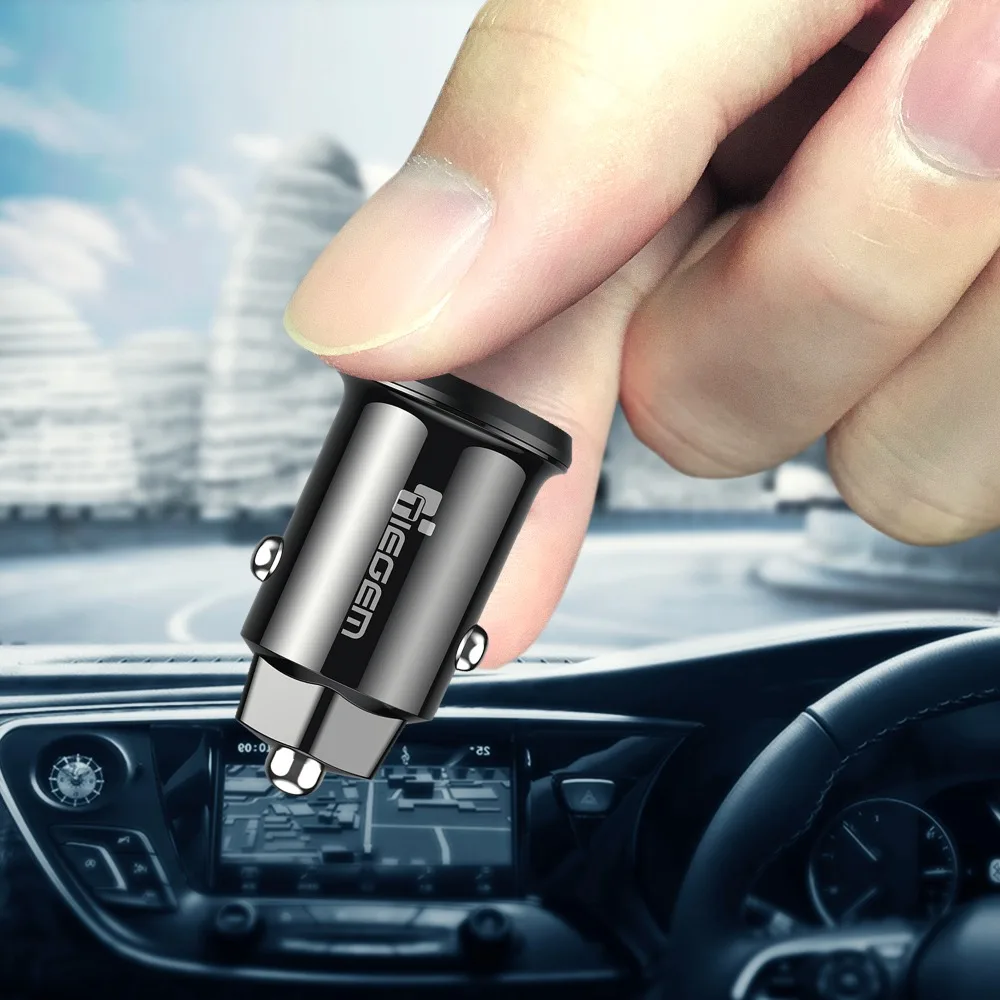 

TIEGEM Mini 3.1A Dual USB Car Charger For Mobile Phone Tablet Universal Fast Charger Car-Charger Adapter for iPhone X XS 8 7