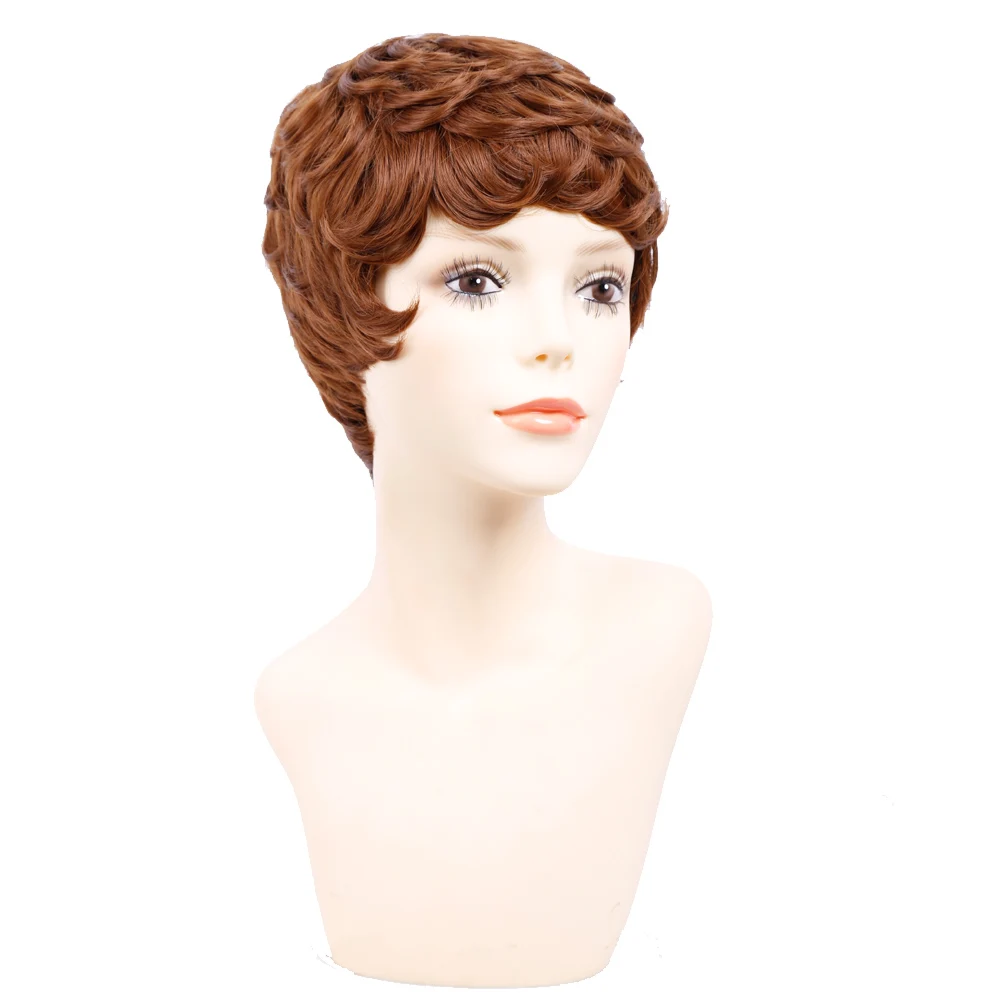 Amir Synthetic Short Wigs for Women Black Short Wig Pixie Cut Cosplay Short Curly Hair Drawstring with Combs Inside