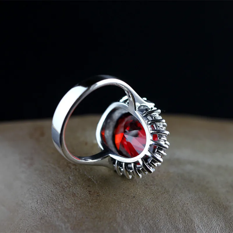 BOCAI S925 pure silver ornaments Thailand Thai silver technology claw with ms garnet ring Woman\'s silver ring