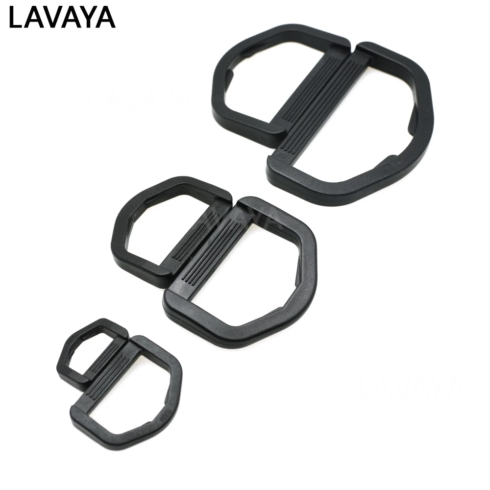 10pcs Plastic D-Ring Buckles For Hooks Backpack Straps Webbing Ring 12mm~50mm Black