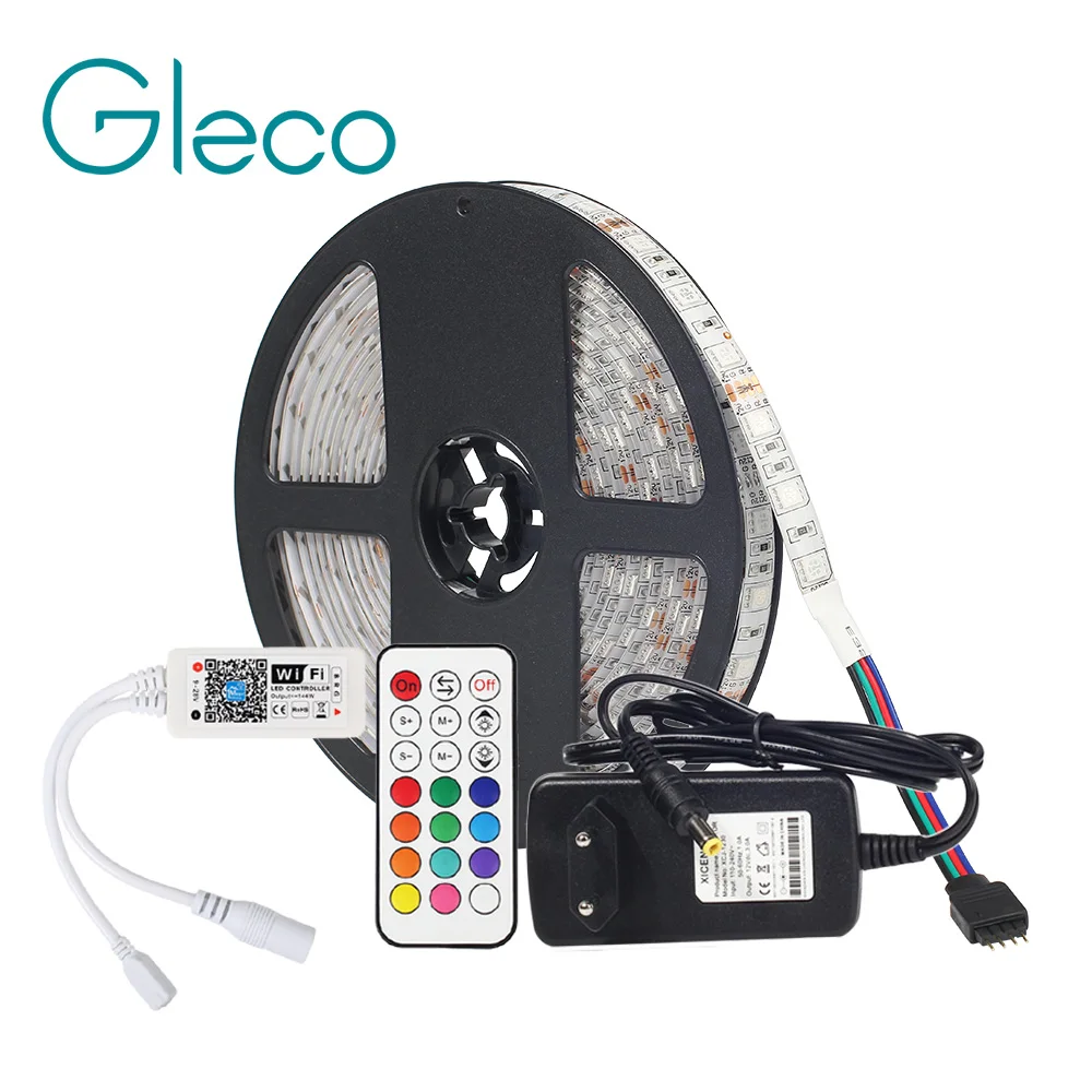 DC12V LED Strip 5050 RGB RGBW RGBWW With WiFi Controller RF Remote + 12V Power Supply Adapter, APP Control Flexible Strip Light