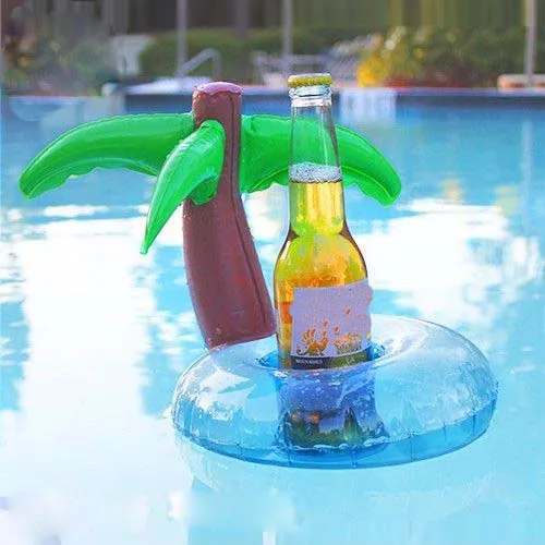 InflatabCoconut inflable para niños, juguete de playa para niños, Mini anillo de natación al aire libre para bebidas, portavasos flotante