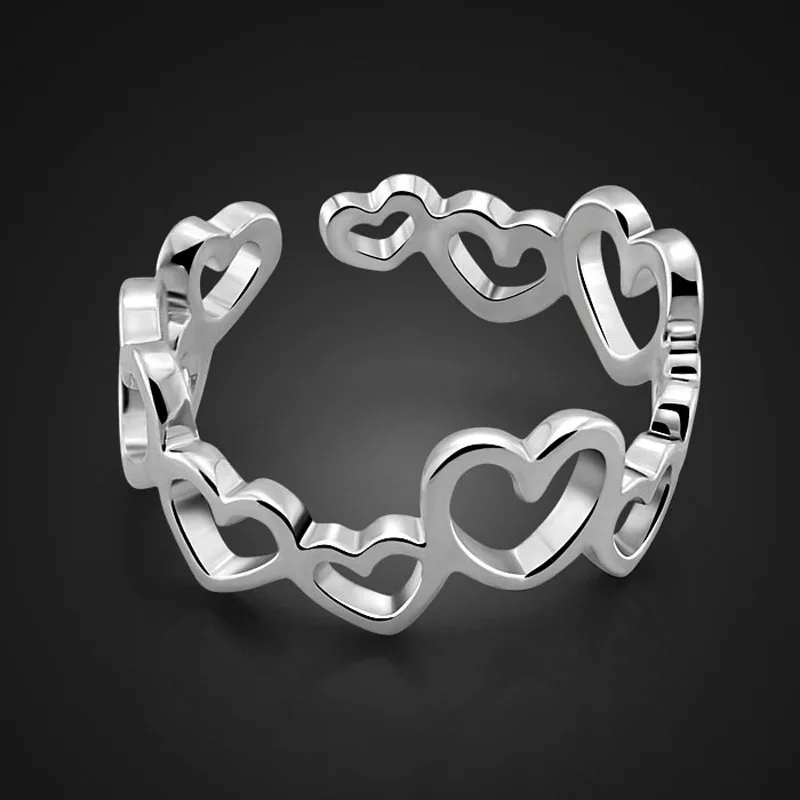 

Vintage 925 Sterling Silver Hollow-Heart Love Hugging Hands Ring For Men and Women Adjustable Open Cuff Rings Couple Jewelry