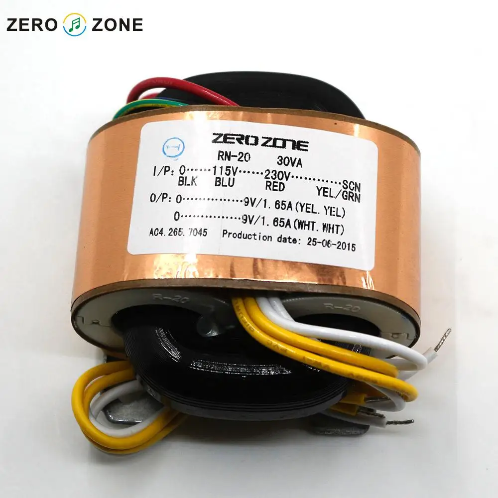 GZLOZONE 115V/230V 30W Dual 9V/1.65A R-type Transformer 30VA 9V*2 Pure Copper Transformer