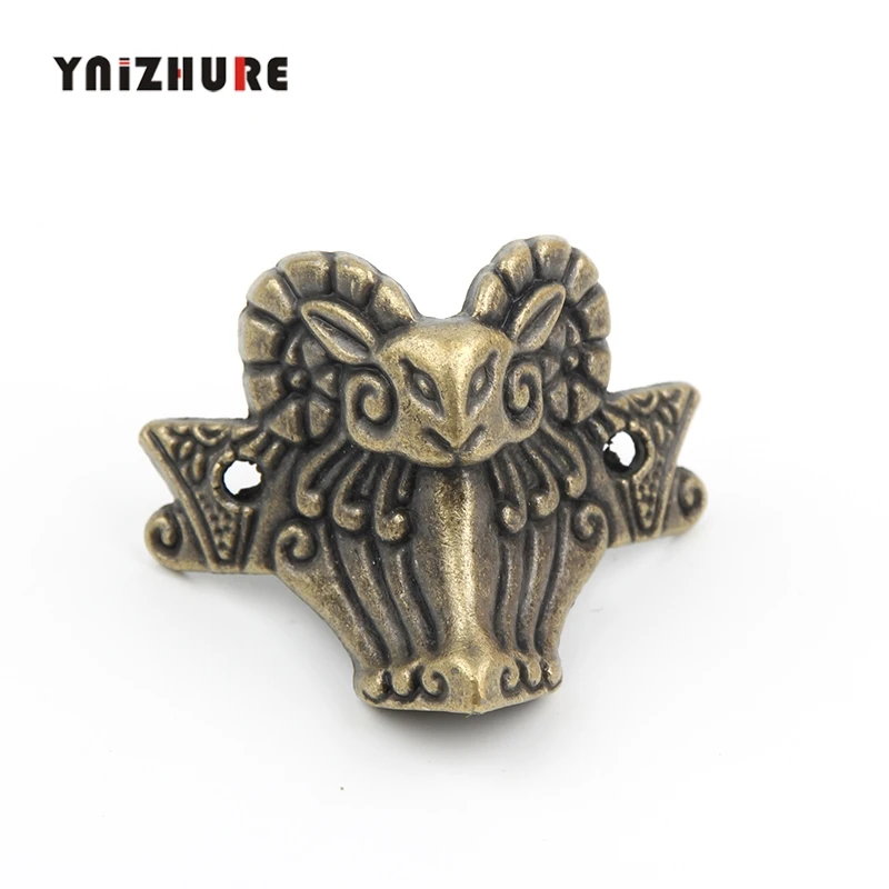 10pcs 43x34mm Zinc alloy horn Sheep head corner Imitation Feet Decorated Wooden Boxes Fixed Support Legs Corner Decorative Metal