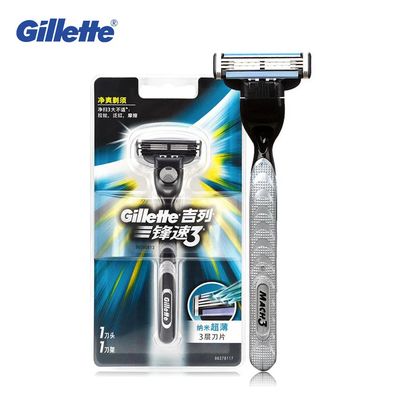 Gillette Mach 3 Razors Men Safety Razors Brands Double Edges Beard Shavers 1 holder with 1 blade Shaving Set