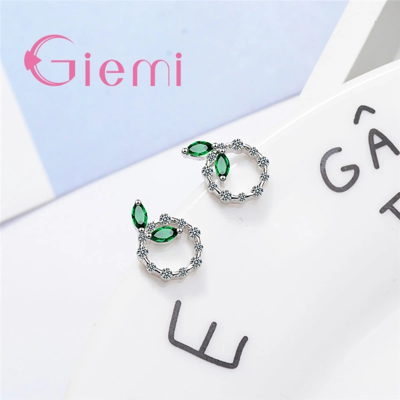 Hot Selling Genuine 925 Sterling Silver Round Shape Clear Cubic Zircon Crystal Women Female Stud Earrings Jewelry Factory Price