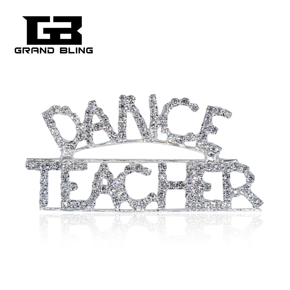 

Blingbling Rhinestone Brooch Jewelry "DANCE TEACHER" Word Lapel Pin