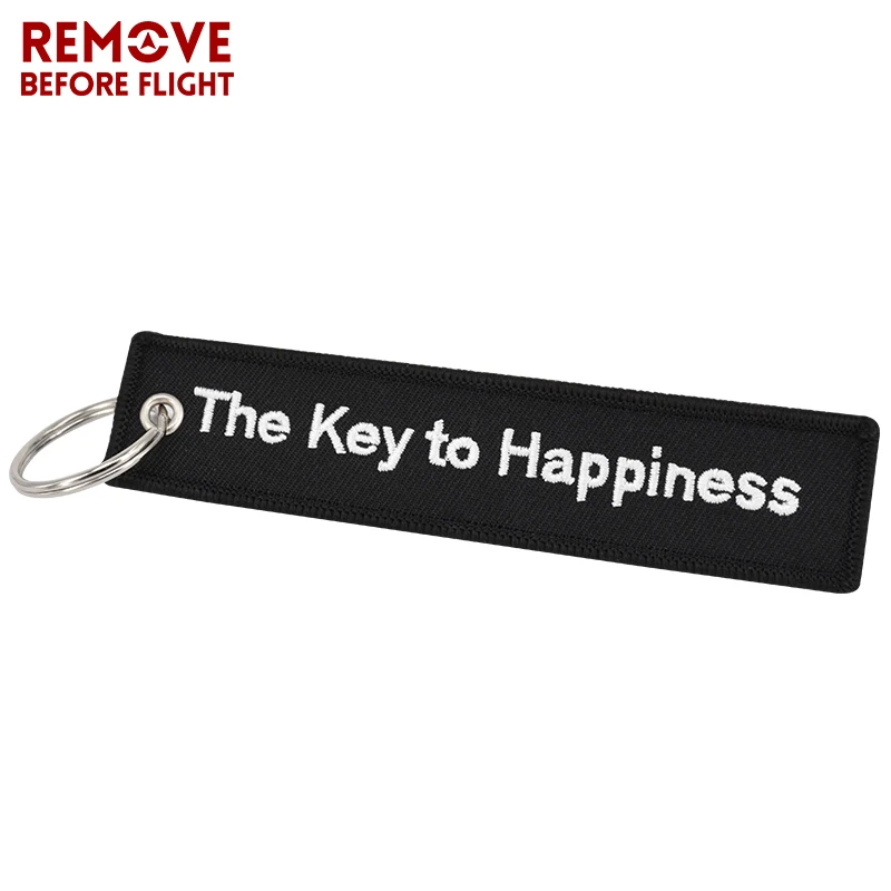 The Key to Happiness Key Chain Bijoux Keychain for Motorcycles and Cars Gifts Key Tag Embroidery Key Fobs OEM Key Ring Bijoux