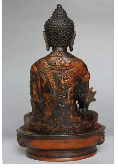 

21 cm Old Tibetan Brass Buddhism Bodhisattva Sakyamuni Buddha Statue BRASS Copper Brass Protect akyamuni Buddha Statue