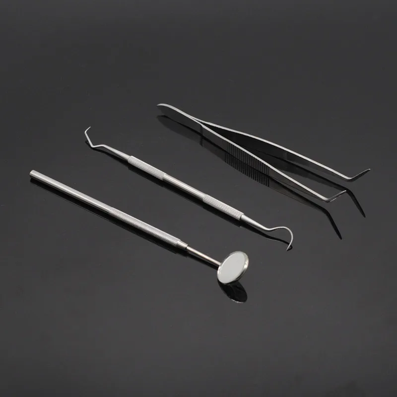 5Set Dental Lab Scaler Probes Pick+Mouth Mirror Steel Tools+Tweezers Plier