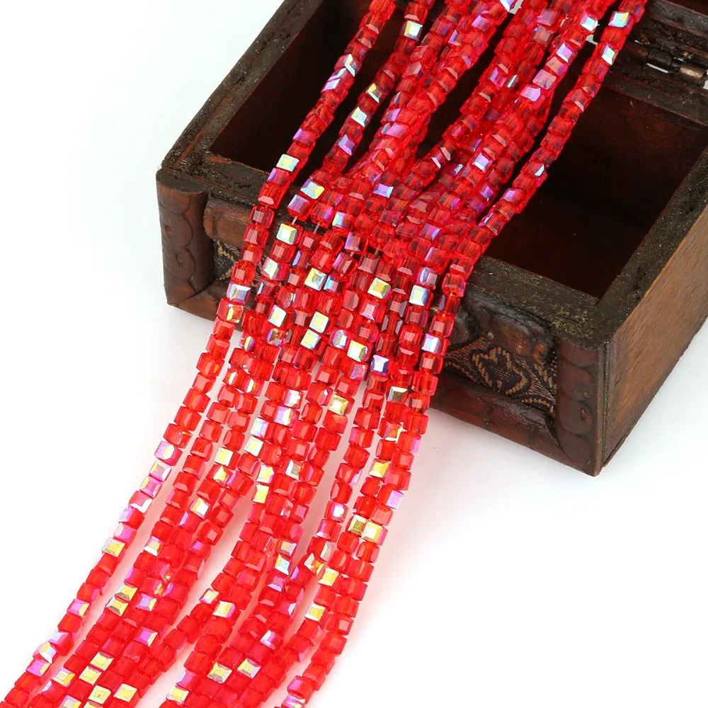 2/3/4/6/8mm Square Facet Rondelle Glass Beads Jewelry Making DIY Crystal Spacer Beads For Bracelets Mix Loose Bead Wholesale